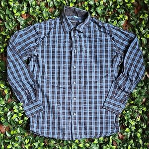 Van Heusen Slim Fit Blue Plaid Button Down Long Sleeve Shirt Men’s Medium
